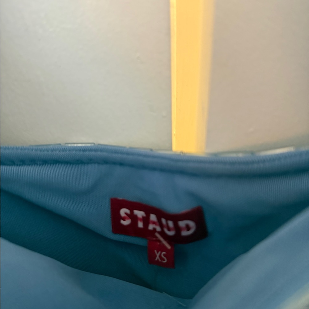 Staud Metallic Light Blue Mini Dress - Picture 7 of 7